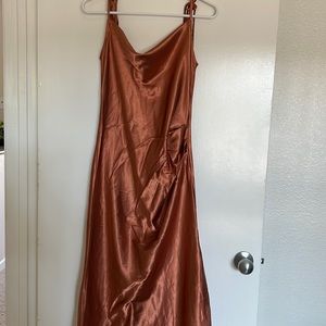 Rust orange tie strap dress